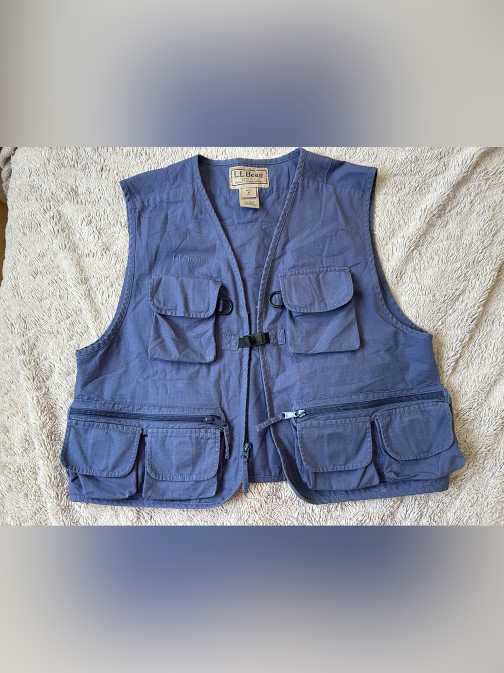 L.L.Bean Vintage Blue Utility Fishing Vest